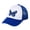 Abstract Blue Butterfly, Royal, variant on Trucker Mesh Adjustable Snapback Baseball Cap, Abstract Blue Butterfly, Neon Yellow