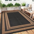 thumbnail image 2 of Gavee 9'x12' Waterproof Outdoor Rug, Reversible Patio Area Rug Indoor Outdoor Carpet, Plastic Modern Geometric Carpet for RV Camping Deck Balcony, Porch, Picnic, with Storage Bag, Black and Brown, 2 of 6