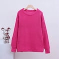 thumbnail image 4 of Womens Sweaters Fall Oversized Chunky Knitted Pullover Sweater Casual Long Sleeve Crewneck Cute Sweaters Rose Red S, 4 of 8