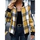 thumbnail image 4 of Chaquetas de Mujer Informales con Cremallera, de Franela A Cuadros, Larga, Holgadas, Ideales para Otoño. Amarillo XXL, 4 of 5
