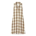 thumbnail image 7 of Achuyrbd Women's Plaid Button Front Sleeveless Dress, Collared Long Maxi Shirt Dress with Pockets, Loose Fit Summer Vacation Outfit, S-2XL, 7 of 7