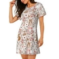 thumbnail image 2 of Fotbe Autumn Floral Deer Pattern Women's Cotton Nightgown Sleepwear Short Sleeves Shirt Casual Print Sleepdress, 2 of 6