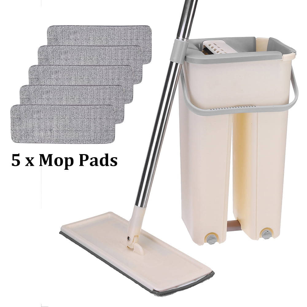 Magic Quickly Cleaning Mops with Bucket Floors Squeeze Flat Mop Home Kitchen 