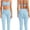 Blue, variant on PISONIC Workout Workout Sets Color Block Twist Back Layered Sports Bra Twist Waist Leggings Gym Yoga Outfits
