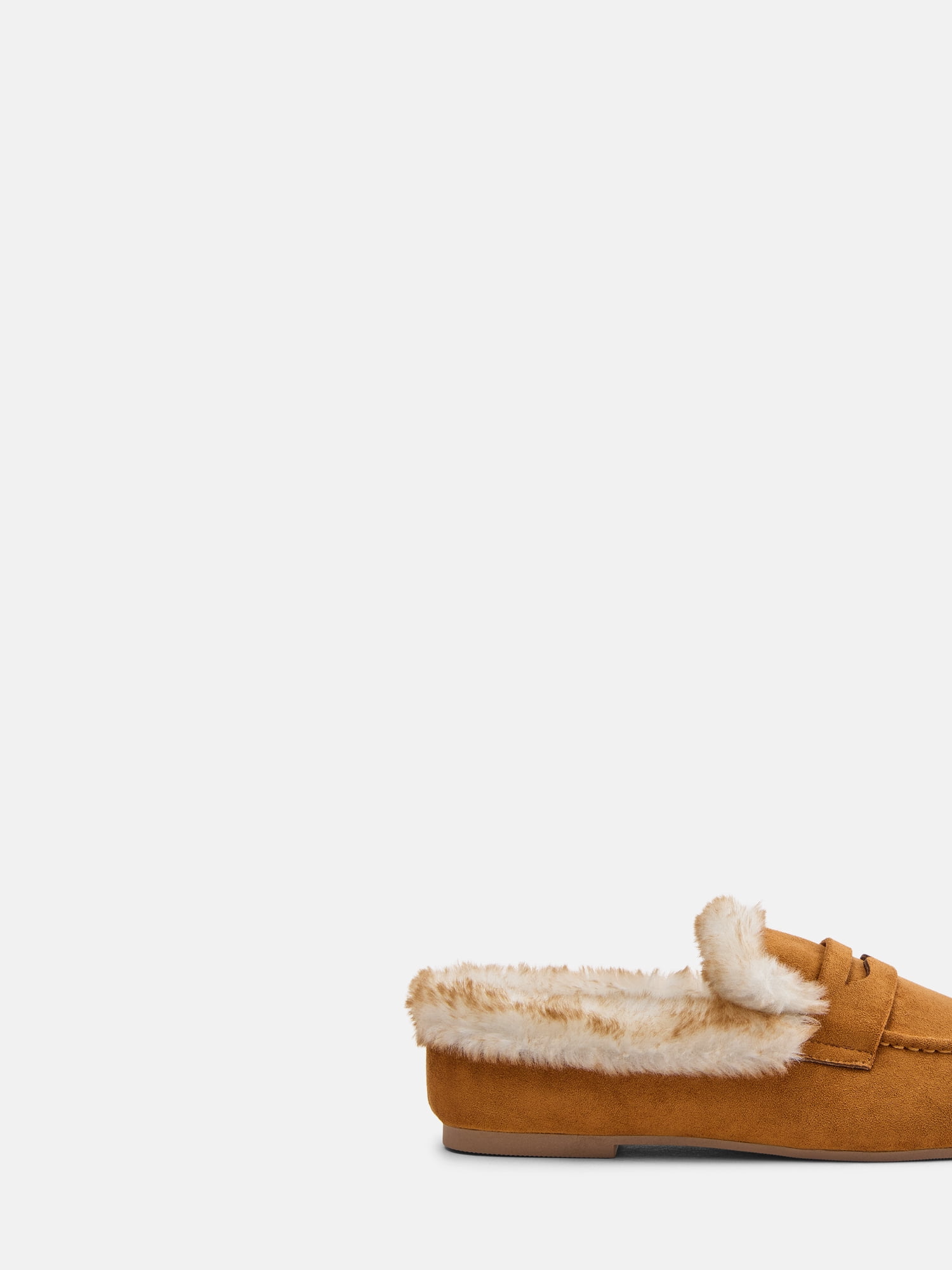 Joyspun Women's Loafer Mule Slippers with Faux Fur Lining