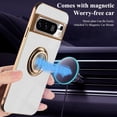 thumbnail image 2 of for Google Pixel 8 Pro Case with Ring Holder Magnetic Aesthetic Google Pixel 8 Pro Phone Case Silicone Soft TPU Thin White Cover 360° Rotatable Metal Kickstand (White), 2 of 14