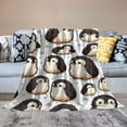 thumbnail image 2 of QZHH Penguin Throw Blanket, Antarctic Animal Blanket Cartoon Penguin Illustration Sherpa Blanket For Children Teens Adult Grey White And Black Plush Bed Blanket, 2 of 6