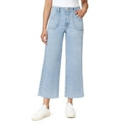 kensie Jeans for Women High-Rise Patch Pocket Ankle Wide Raw Hem Leg 27-inch Inseam, Lismore, 6