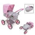 thumbnail image 2 of Cotton Candy Pink Doll Pram in Grey Polka Dots W/ Removable Bassinet, Shopping Basket, Fits Dolls Up to 18'', 2 of 6