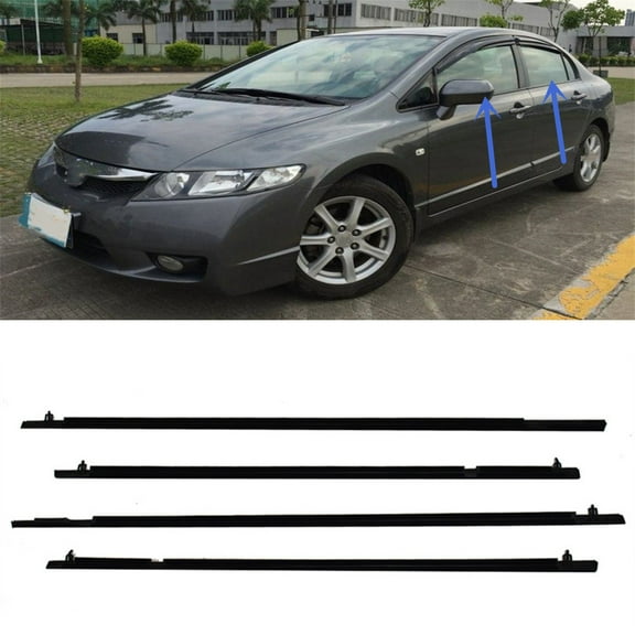 LABLT 4Pcs Weatherstrip Window Moulding Trim Seal Belt Fit for 06-11 Honda Civic Plastic