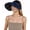 Navy Blue, variant on Womens Foldable Visors Sun Hat Wide Brim Roll-up Headband UV Protection Beach Hat- Pink