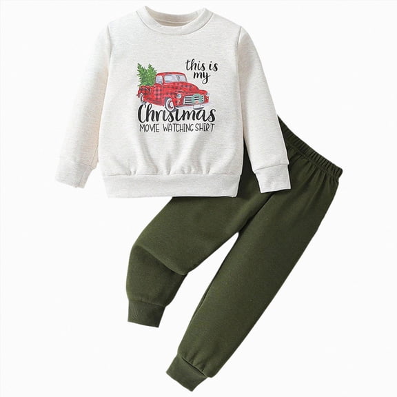Linfrsh Toddler Baby Boy Outfits Cute Sweatshirt Top and Pant Set Infant Long Sleeve Clothes Fall Winter Clothes