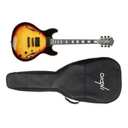 Monoprice Indio Boardwalk Flamed Maple Hollow Body Electric Guitar - Sunburst, With Gig Bag