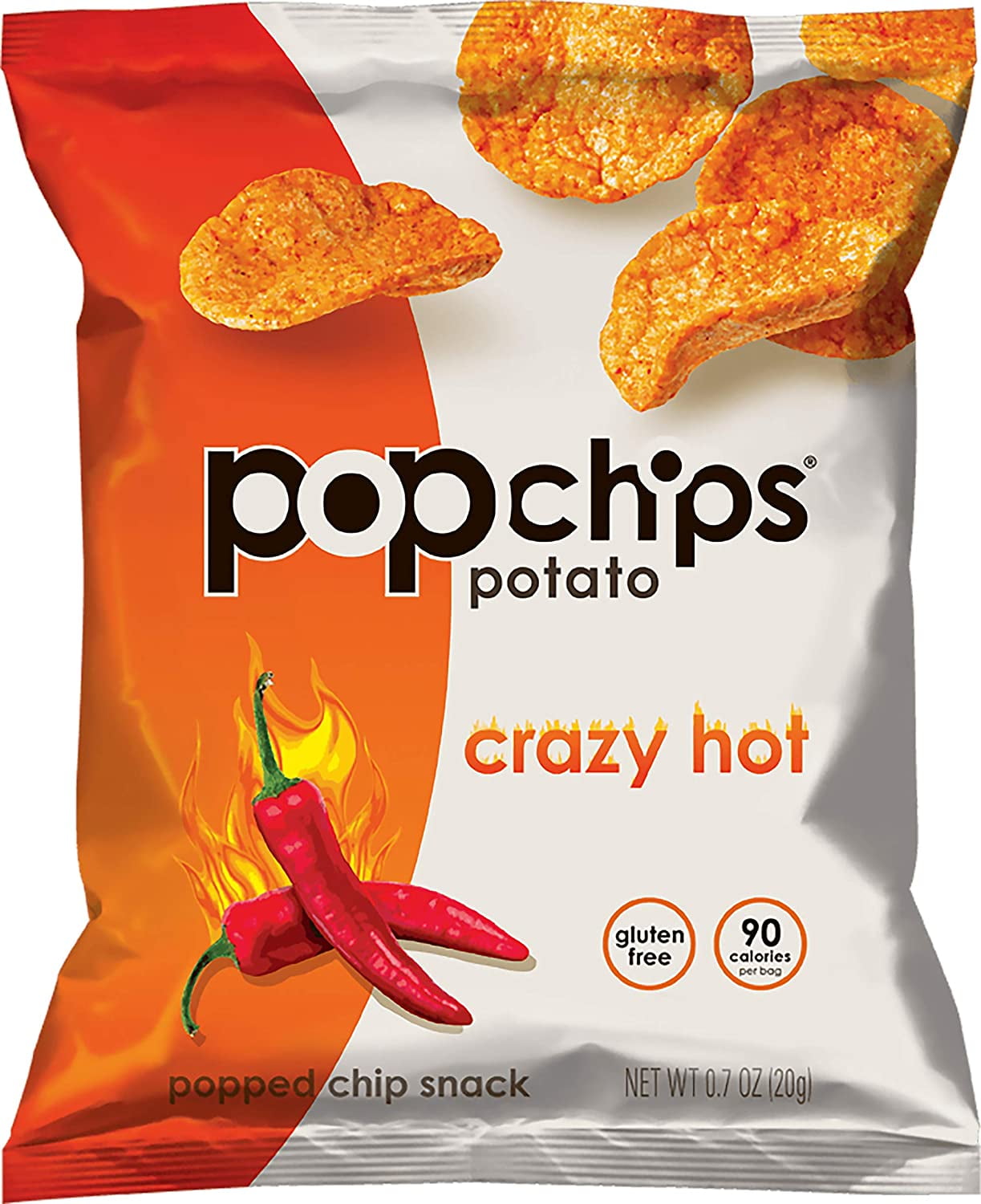 Popchips Potato Chips, Crazy Hot, 0.7 Ounce Snack Packs, 0.8 Ounce ...