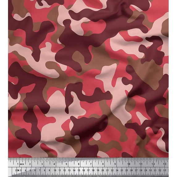 Soimoi Rayon Crepe Fabric Two Tone Camouflage Print Sewing Fabric Yard 46 Inch Wide