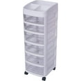 thumbnail image 5 of 6 Drawer Rolling Cart Storage Tower, Craft Storage Containers Bins/Drawer Cart Storage Tower White Frame with Clear Drawers 34.2 x 14.1x 11.8 inches, 5 of 9