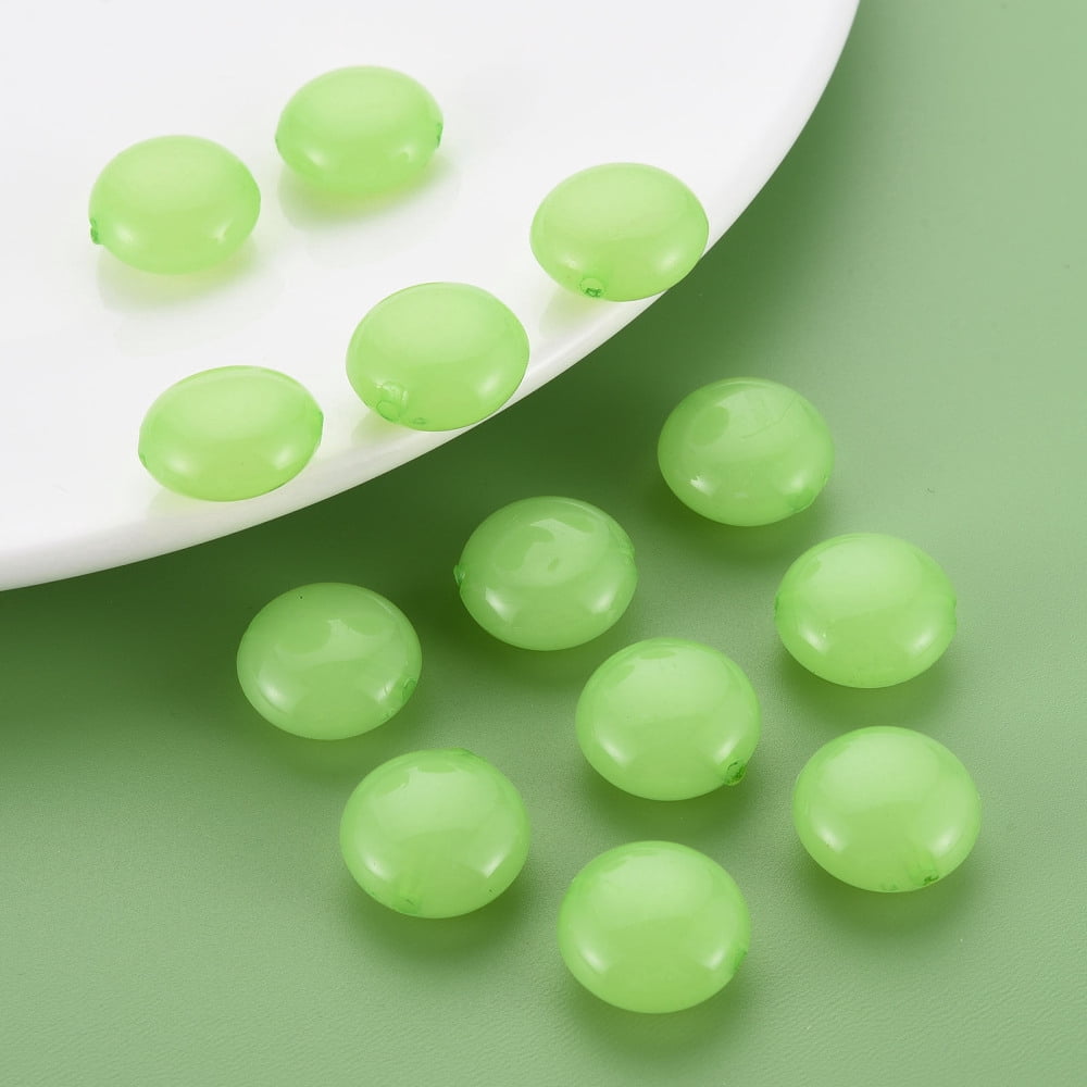 Imitation Jelly Acrylic Beads Flat Round Light Green 17x9.5mm Hole: 2mm 316pcs/500g
