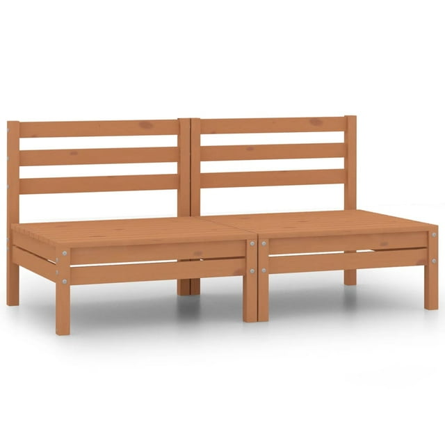 vidaXL Garden Middle Sofas 2 pcs Honey Brown Solid Pinewood
