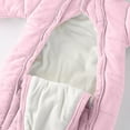 thumbnail image 5 of Baby Winter Snowsuit Toddler Fleece Romper Hooded Jumpsuit Infant Boys Girls Warm Zipper Outerwear with Foot Cover Pink 9-12 Months, 5 of 6