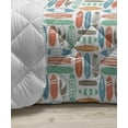 thumbnail image 3 of Surfboard Down Alternative Comforter, Tropical Composition Cocktail Ice Cream Floral Elements and Lettering, Microfiber Quilt for All Season, 5 Sizes, Turquoise Multicolor, by Ambesonne, 3 of 3