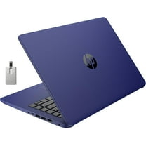 HP Stream 14" HD BrightView Laptop, Intel Celeron N4120 Processor, 4GB RAM, 64GB SSD, Intel HD Graphics, 720p Webcam, 1 Year Office 365, Blue, Win 11 S, Hotface 32GB USB Card
