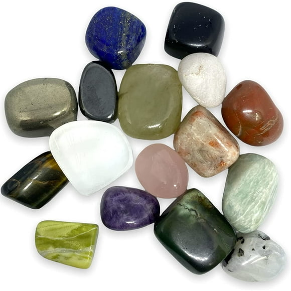 "Spiritual Elementz Pierres roulées assorties pour la guérison des cristaux et des pierres précieuses (200-220 grammes environ), pierre naturelle, utilisée comme thérapie par les cristaux,