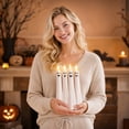 thumbnail image 5 of 4 Pack, Halloween Flameless Candles 10 Inch Spooky Halloween Decor Ghost Face Led Candles for Indoor Table Mantel Party Haunted House Halloween Decorations, White, 5 of 7