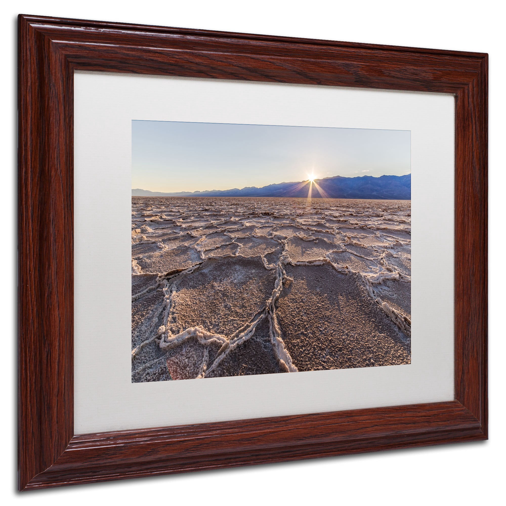 Trademark Fine Art "Badwater Sunset" Canvas Art by Pierre Leclerc, White Matte/Black Frame