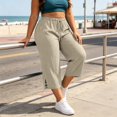 thumbnail image 4 of XAOFW Casual Capri Pants For Women Loose Fit Straight Leg Trousers High Waisted Work Pants With Pockets Trendy Bottoms XXXXL, 4 of 8