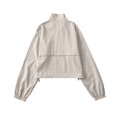 thumbnail image 3 of HTNBO Women's Zipper Jacket Long Sleeve Half High Collar Drawstring Hem Lightweight Sporty Coat, 3 of 3