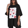 thumbnail image 4 of Plus Size Shirt for Women Black Tops for Women Short Sleeves Shirt for Women Vintage Flower T Shirt Crewneck Shirt for Women XL, 4 of 5