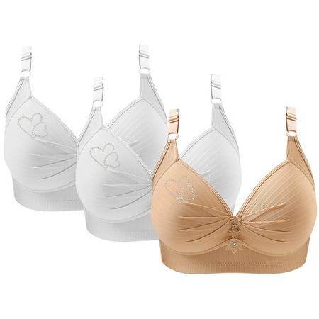 Baodmurt Push Up Bras for Women Lounge & Sleep Underwire Lingerie  Underwear  White+White+Beige 42BC