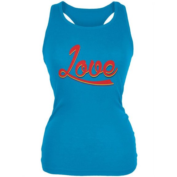 LGBT Script Love Rainbow Pale Blue Juniors Soft Tank Top