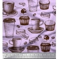 thumbnail image 1 of Soimoi polyester Crepe Fabric Burger,Cupcake & Cups Fabric Prints By Yard 52 Inch Wide, 1 of 1