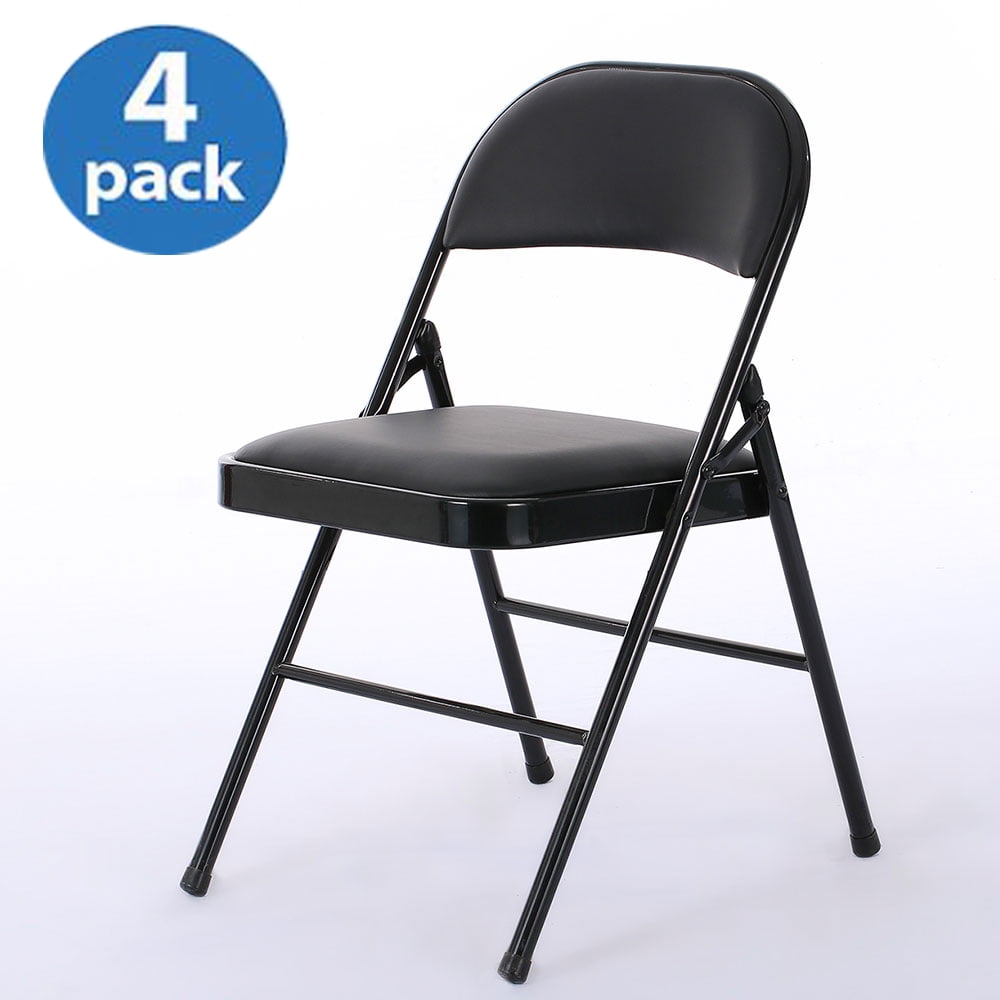 Folding Chairs Padded Velvet Cushion Metal Frame Study Dining Office Back Rest 