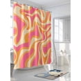 thumbnail image 3 of Pink Orange Long Shower Curtain Set, Waterproof Shower Curtains for Bathroom, Art Abstract Modern Geometric Washable Fabric Cloth Bath Curtain for Bathtub Decoration with Hooks 72x84 Inches, 3 of 6