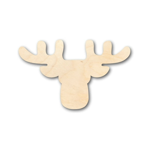 Unfinished Wood Reindeer with Antlers Shape - Christmas - Craft - up to 46" DIY 5" / 1/8"