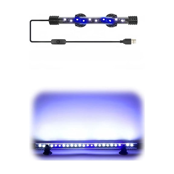Acrylic Aquarium Light 7.1-22.8 Inch, Blue White LED Light for Desktop Fish Tank, Vibrant Aquatic Illumination for Bedside Table Aquarium, Submersible Fish Tank Light
