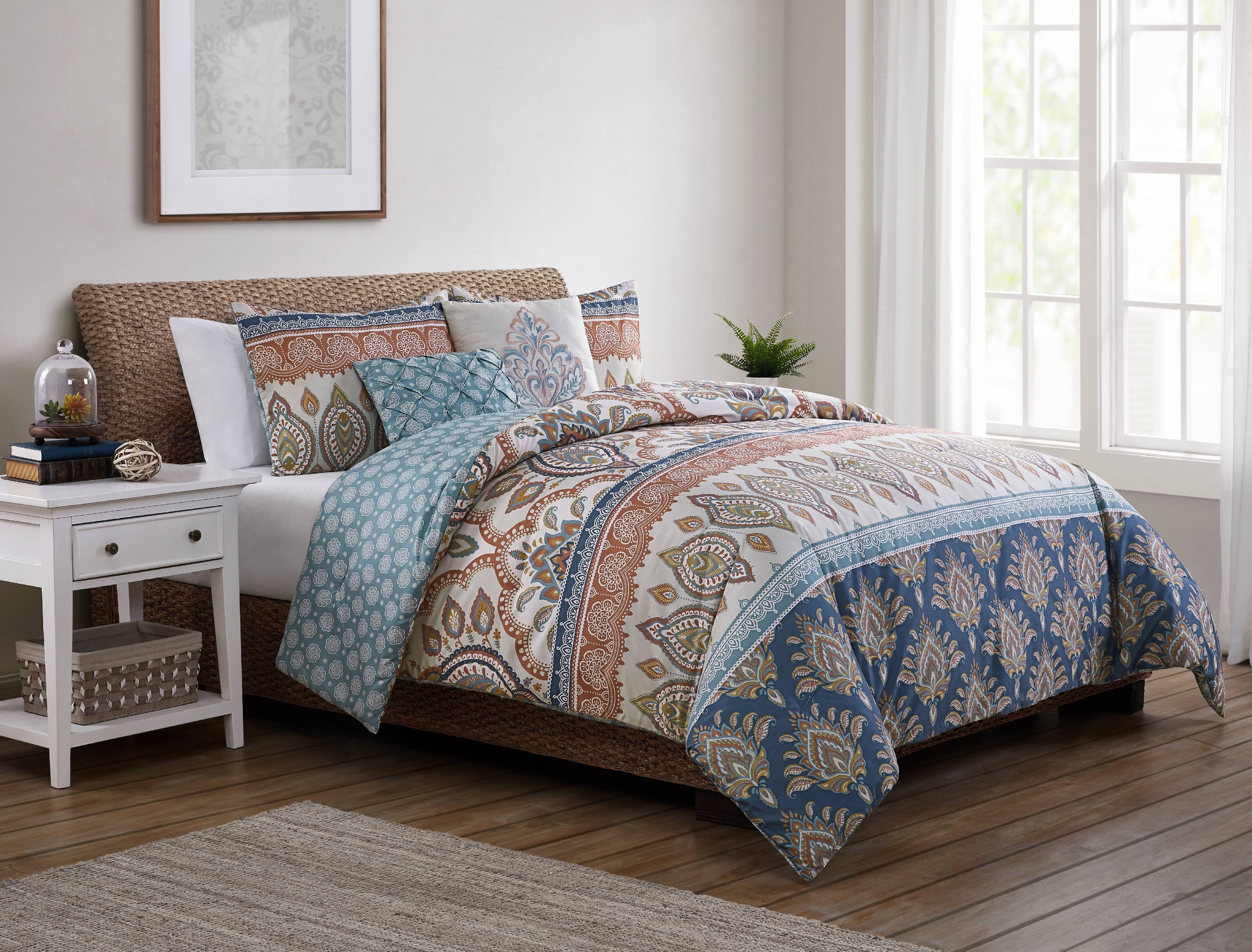 VCNY Home Madison Reversible Damask Boho Comforter Set, King, Rust Red