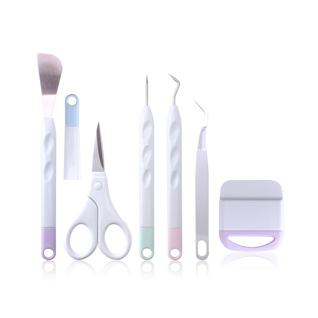 Herramientas de deshierbe de vinilo, accesorios para plotter Kit de herramientas de iniciación para manualidades de cartón, camafeos, rotulación, incluidos ganchos de deshierbe, pinzas, espátulas de TUNC Sencillez