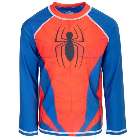 

Marvel Avengers Spider-Man Toddler Boys Rash Guard Swim Shirt Toddler to Big Kid