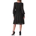thumbnail image 3 of Vestido Casual de Malla con Cuello Barco y Estrellas Brillantes para Mujer Chic con Mangas Largas y Cintura Elástica en Negro, 3 of 6