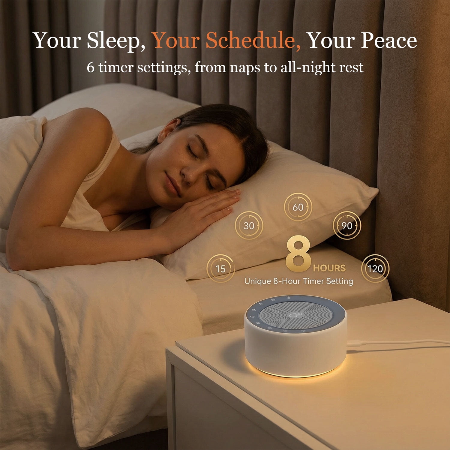 Kipcush 30 Soothing Sounds White Noise Machine with Night Light and Timer for Babies and Adults White