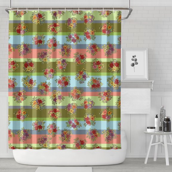 Pioneer Flower Floral Print Pattern Shower Curtain 84”x72", Bathroom Decorative Shower Curtain Set with 12 Hooks, Waterproof Washable