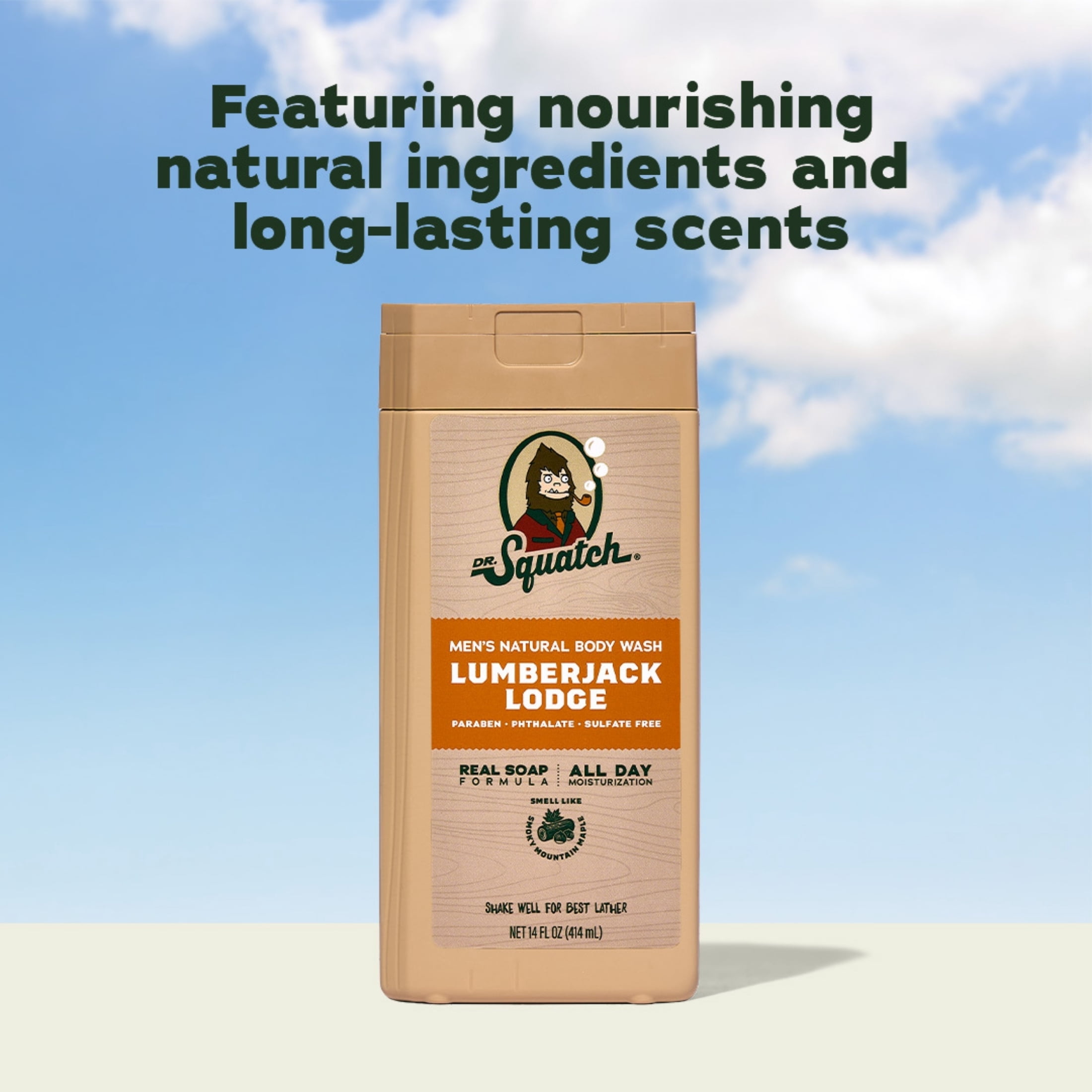 Dr. Squatch Mens Natural Body Wash, Sulfate Free Moisturizing Body Wash for men, Lumberjack Lodge, 14 fl Oz