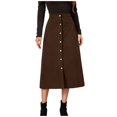 thumbnail image 2 of Women’s Corduroy High Waist A-Line Midi Skirt with Front Button Down Closure and Classic Fit for Daily Wear Brown S, 2 of 8