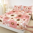 thumbnail image 3 of Homewish Cartoon Flower Daisy Twin Sheet Sets,Retro Rustic Floral Twin Fitted Sheet,Pink Orange Blossom Flat Sheet For Girls Kids,Microfiber Bedroom Decor,3pcs, 3 of 7