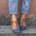 thumbnail image 7 of IUJSOY Block Chunky Heels T Strap Dress Shoes for Women Closed Toe Stacked Heeled Pumps Sandals, 7 of 7