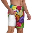 thumbnail image 3 of Picia Brightly Colored Cupcakes pattern Mens Swim Trunks with Compression Liner Stretch Beach Shorts Quick Dry with Zipper Pockets No-Chafing Board Shorts-Medium, 3 of 9