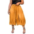 thumbnail image 2 of Karymi Women's Pants Elastic Smocked High Waist Capri Jeans, Baggy Balloon 7/8 Length Cropped Pants, Elastic Cuffed Hem Denim Culottes With Side Pockets Pants for Women, 2 of 7